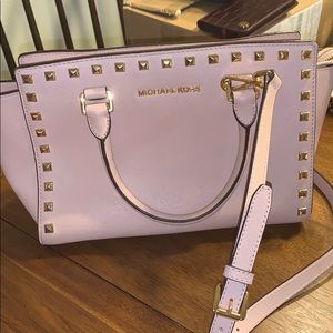 Michael Kors Selma Handbag Rose Pink Gold Studs